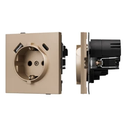 Фото #1 товара Механизм розетки с USB зарядкой SCT-TENDO-MUAC-PL-GD (230V, 16A) (Arlight, Песочный)