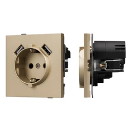 Фото #1 товара Механизм розетки с USB зарядкой SCT-TENDO-MUAA-SFPL-GD (230V, 16A) (Arlight, Матовый песочный)