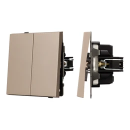 Фото #1 товара Механизм выключателя двухклавишный проходной SWT-TENDO-MKP2-PL-GD (230V, 10A) (Arlight, Песочный)