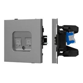 Фото #1 товара Механизм компьютерной розетки двойной SCT-TENDO-MPC2-PL-GR (RJ-45, CAT6) (Arlight, -)