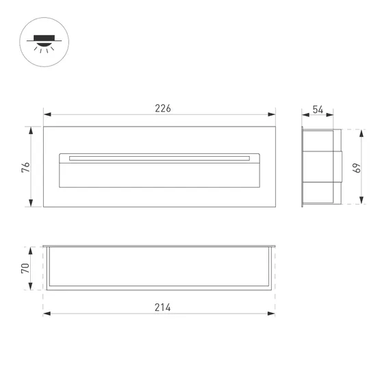 Фото #4 товара Светильник LTD-TRAIL-S226x76-8W Warm3000 (GR, 65 deg, 230V) (Arlight, IP65 Металл, 3 года)