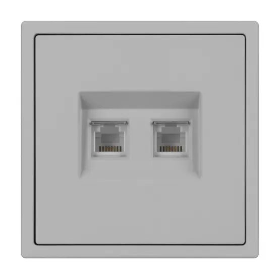 Фото #2 товара Механизм сдвоенной телефонной розетки SCT-NOBE-MTL2-SFPL-IS (RJ-11, 4C) (Arlight, Никель)