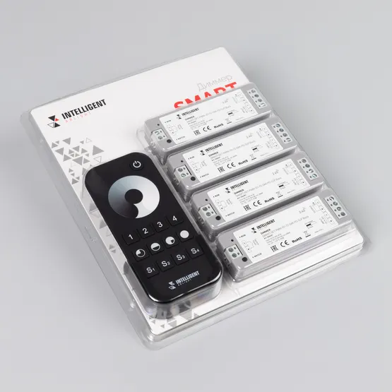 Фото #3 товара INTELLIGENT ARLIGHT Диммер SMART-SET-PWM-101-72-DIM-PD-SUF Black (5-36V, 1x8A, x4, ПДУ 13кн, 2.4G) (IARL, IP20 Пластик, 5 лет)