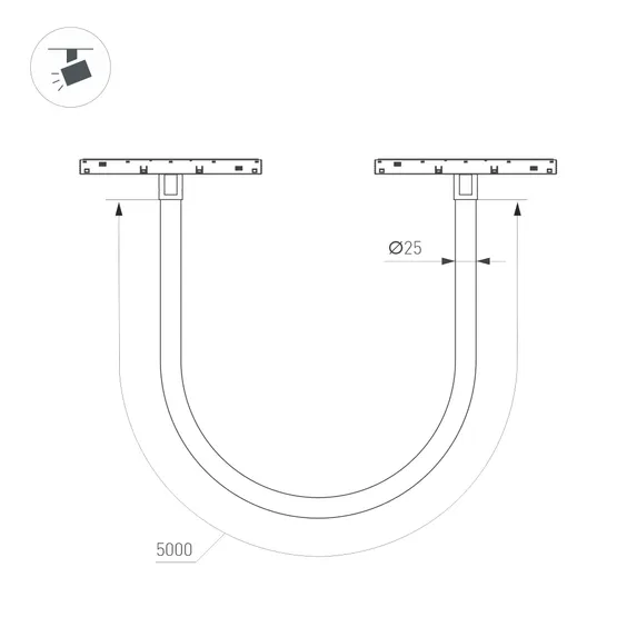 Фото #4 товара Светильник MAG-ORIENT-TUBE-ELASTIC-R25-L5000-70W Warm3000 (BK, 360 deg, 48V) (Arlight, IP20 Металл, 3 года)