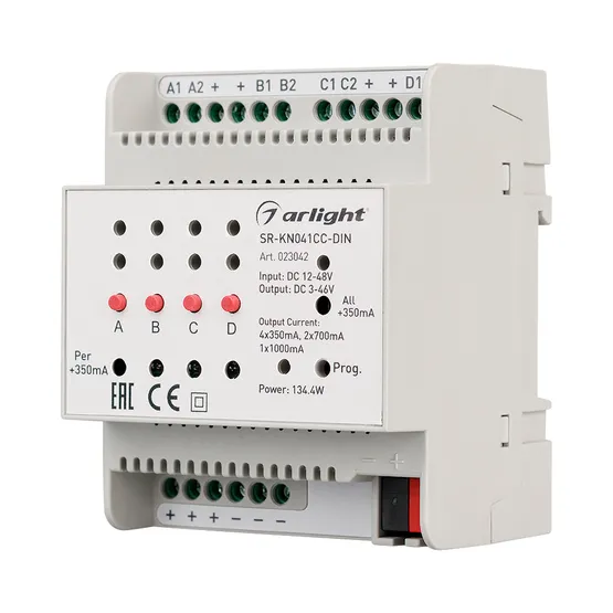 Фото товара Контроллер тока SR-KN041CC-DIN (12-48V, 4x350/700mA) (Arlight, -)