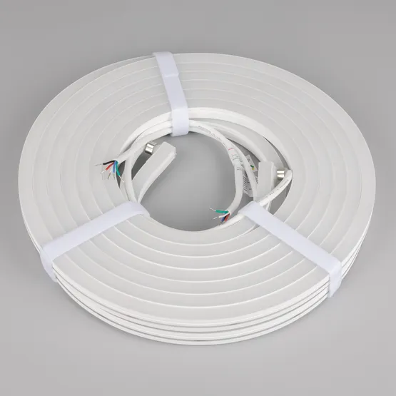 Фото #4 товара Светодиодная лента герметичная MOONLIGHT-PRO-SIDE-X336-12x17mm 24V RGBW-Warm (12 W/m, IP67, 10m, wire x2) (Arlight, Вывод боковой, 5 лет)