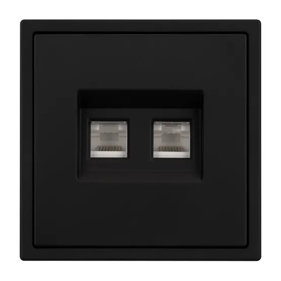 Фото #2 товара Механизм сдвоенной телефонной розетки SCT-NOBE-MTL2-SFPL-BK (RJ-11, 4C) (Arlight, Черный оникс)