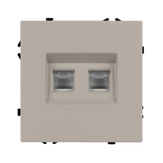 Фото #2 товара Механизм сдвоенной компьютерной розетки SCT-NOBE-MPC2-SFPL-CA (RJ-45, CAT6) (Arlight, Кашемир)