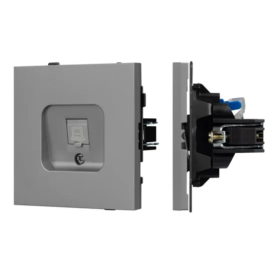 Фото #1 товара Механизм компьютерной розетки SCT-TENDO-MPC1-PL-GR (RJ-45, CAT6) (Arlight, -)