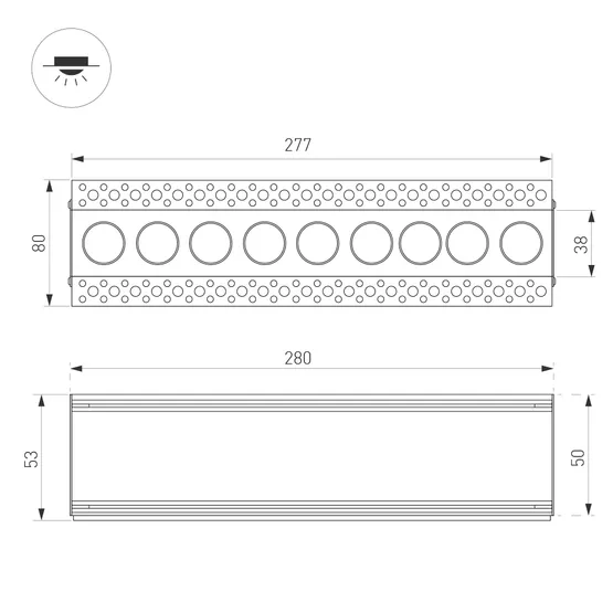 Фото #6 товара Светильник MS-ORIENT-BUILT-TRIMLESS-TC-S38x277-20W Warm3000 (WH-BK, 30 deg, 230V) (Arlight, IP20 Металл, 5 лет)